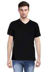 Black V Neck Plain T-Shirt